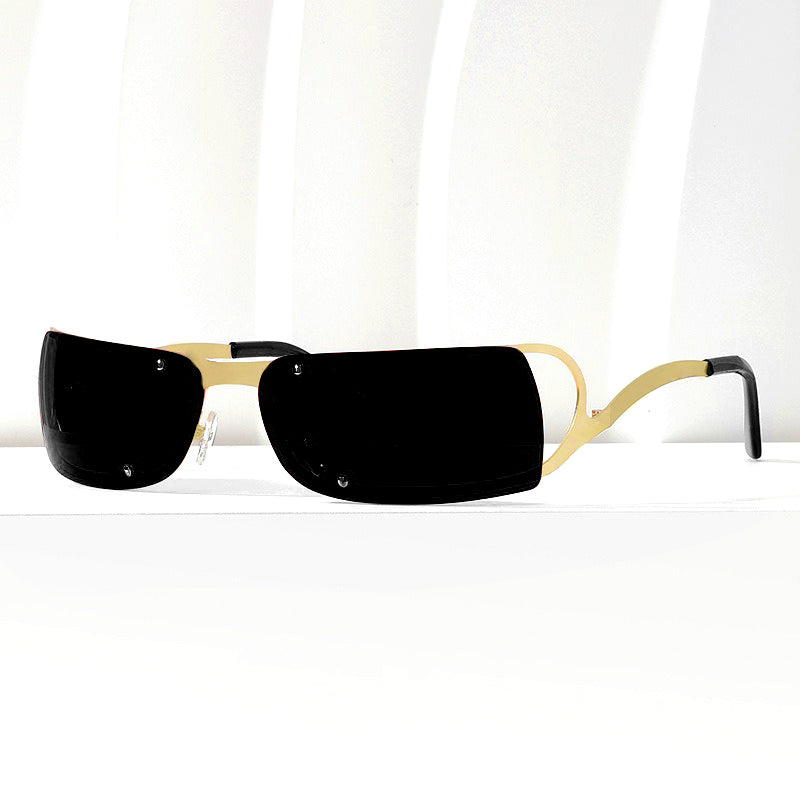 Mokon Gold And Black Unisex Sunglasses