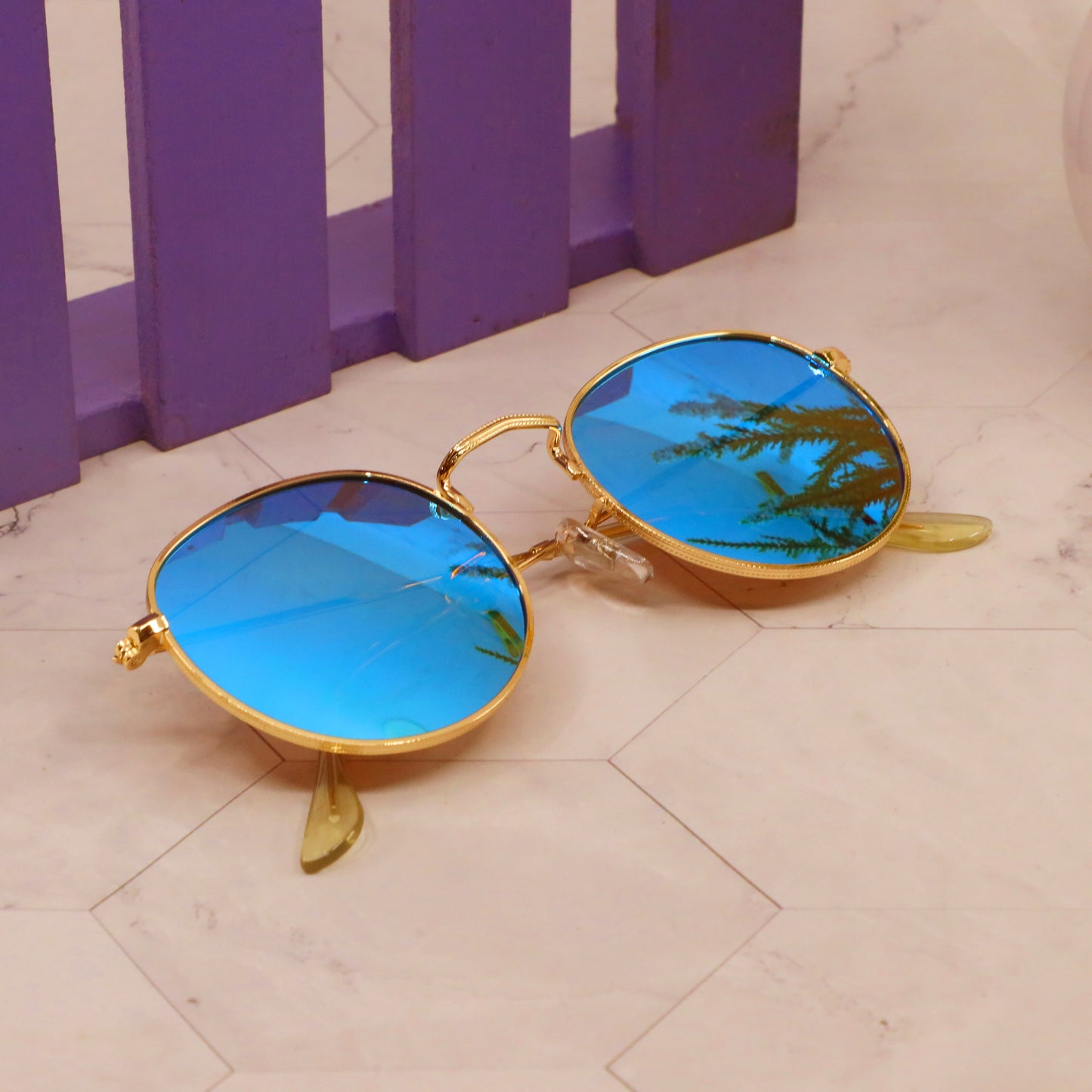 Impact 003 Gold And Blue Mercury Edition Sunglasses