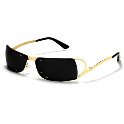 Mokon Gold And Black Unisex Sunglasses