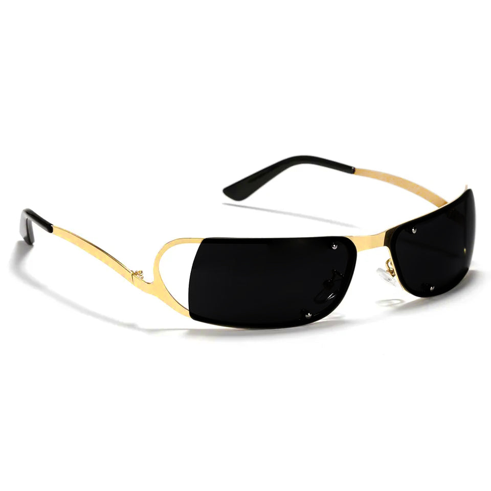 Mokon Gold And Black Unisex Sunglasses