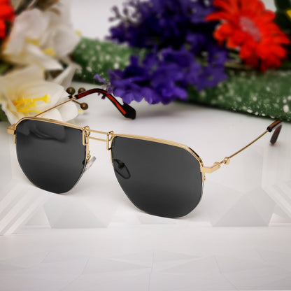 Dixlar Stylish Gold Black unisex Sunglasses