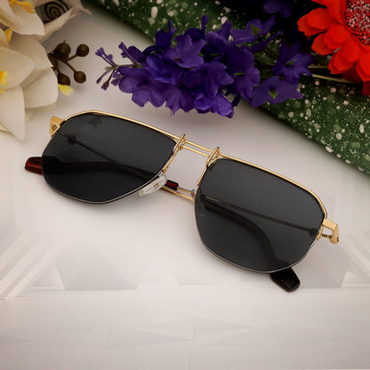 Dixlar Stylish Gold Black unisex Sunglasses