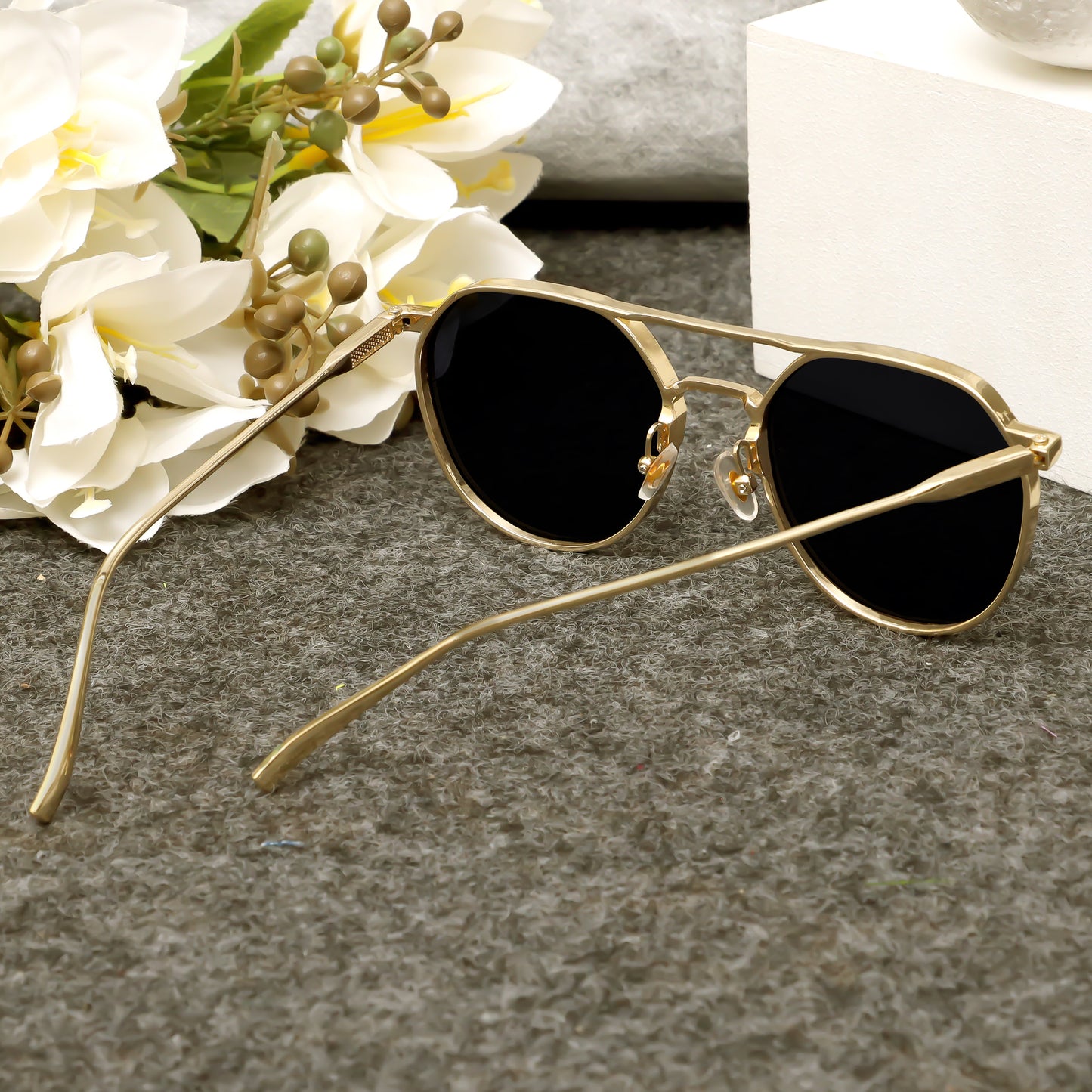 Classic Gold And Black Unisex Sunglasses