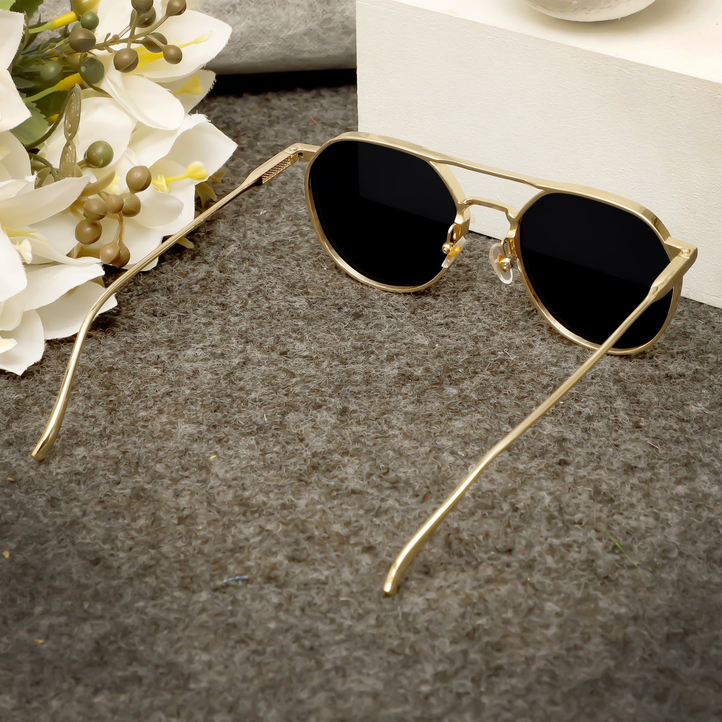 Classic Gold And Black Unisex Sunglasses