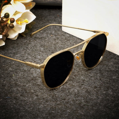 Classic Gold And Black Unisex Sunglasses