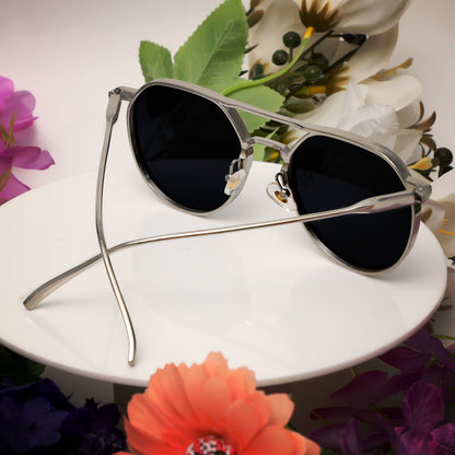 Classic Silver And Black Unisex Sunglasses