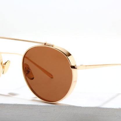 Laomi 003 Gold And Brown Sunglasses