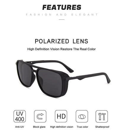 BLACK RETRO SQUARE SUNGLASSES FOR MEN AND WOMEN