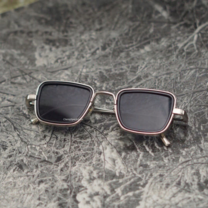 Classy Black And Silver Retro Square Sunglasses